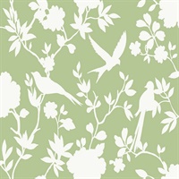 Bird Floral Silhouette Seacrest Green