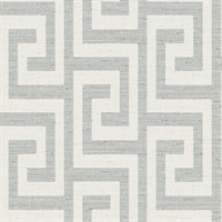 Greek Key on Linen Pewter