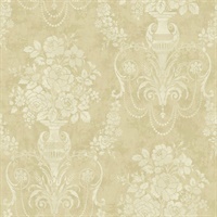 Metallic Gold & Neutrals Damask Commercial Wallcovering