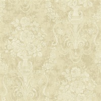 Metallic Gold, Neutrals & Off White Damask Commercial Wallcovering