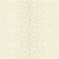 Metallic Gold & Off White Damask Commercial Wallcovering