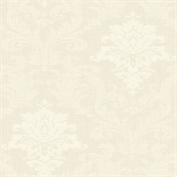 Metallic & White Damask Commercial Wallcovering