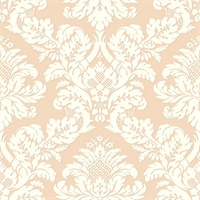 Neutrals & Orange Damask Commercial Wallcovering