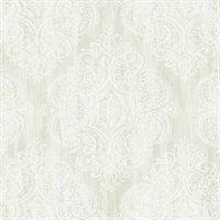 Neutrals & White Damask Commercial Wallcovering