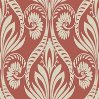 Off White & Orange Damask Commercial Wallcovering