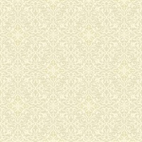 Off White & Tan Damask Commercial Wallcovering