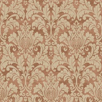 Orange & Tan Damask Commercial Wallcovering