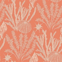 Orange & White Commercial Coral Sea Plants Wallcovering