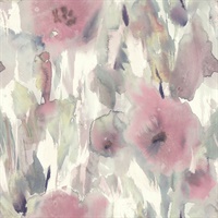 Pink & Purple Commercial Watercolor Floral Wallcovering