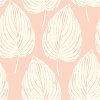 Pink & White Commercial Large Leaf Wallcovering