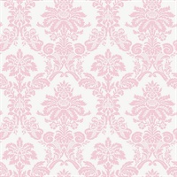Pink & White Damask Commercial Wallcovering