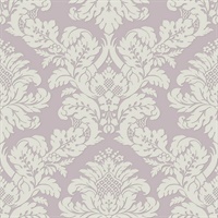 Purple & White Damask Commercial Wallcovering