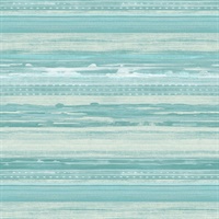 Teal, Seafoam and Ivory Commercial Horizontal Stria Wallcovering