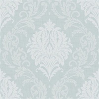 Turquoise & Cream Damask Commercial Wallcovering