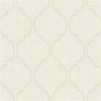 White & Beige Damask Commercial Wallcovering