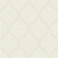 White & Beige Damask Commercial Wallcovering