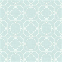 White & Blue Commercial Lattice Geometric Wallcovering