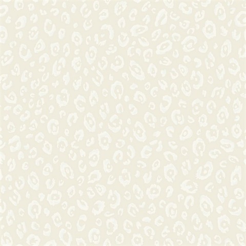 White & Cream Commercial Leopard Animal Print Wallcovering