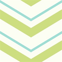 White, Green & Blue Commercial Chevron Wallcovering