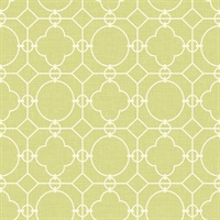 White & Green Commercial Lattice Geometric Wallcovering