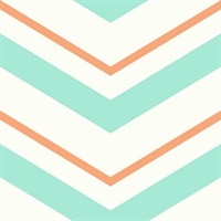 White, Green & Orange Commercial Chevron Wallcovering
