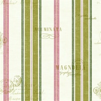 White, Green & Pink Commercial Caribbean Stripe Wallcovering