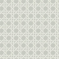 White & Grey Commercial Wicker Geometric Wallcovering