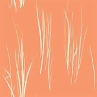 White & Orange Commercial Windy Grasses Floral Wallcovering