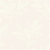 White & Sand Dune Commercial Paradise Leaves Wallcovering