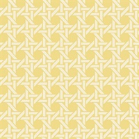 White & Yellow Commercial Wicker Geometric Wallcovering