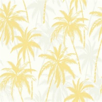 Yellow, Grey & White Commercial Palm Trees Wallcovering